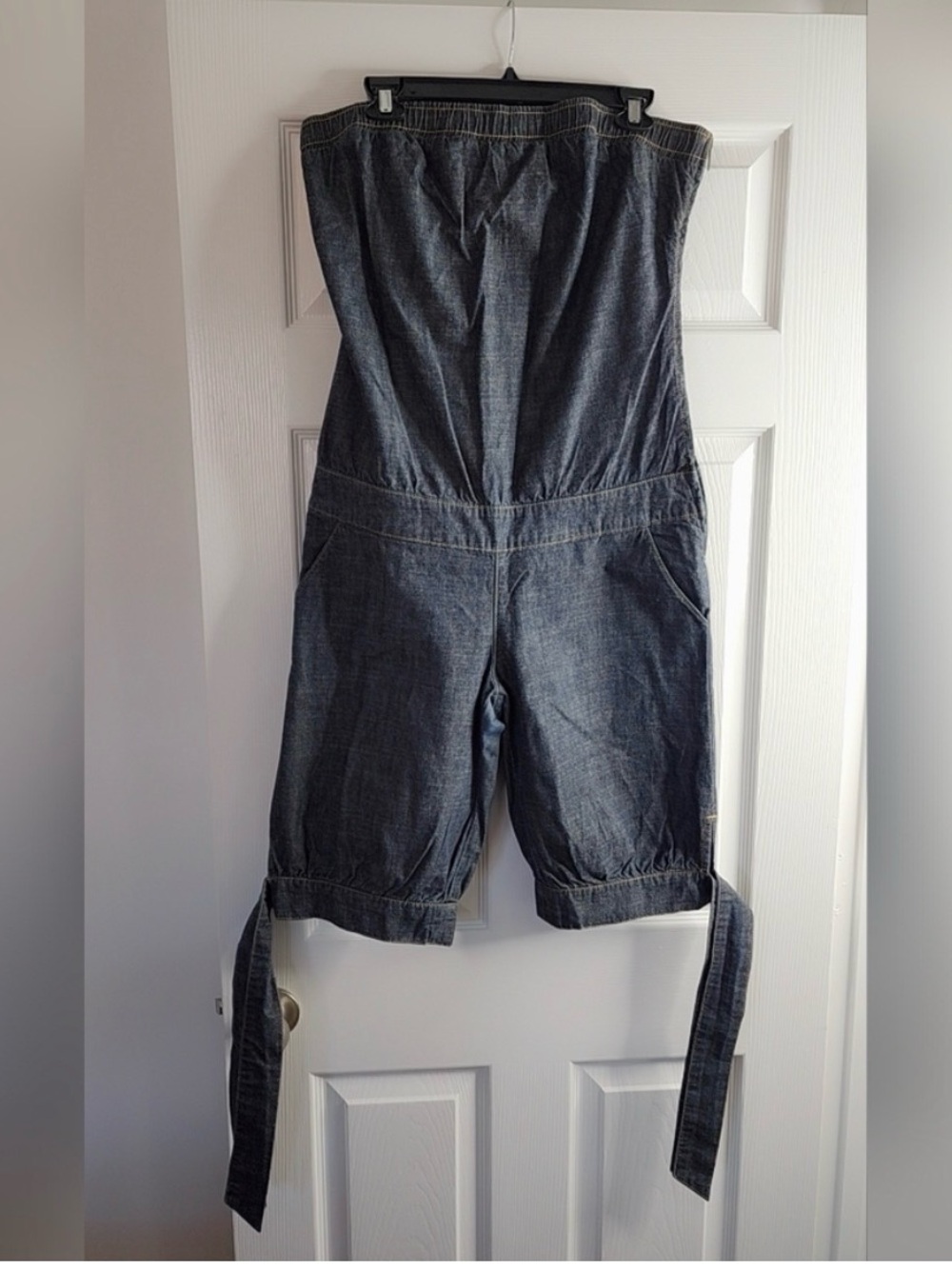 Baby Phat Dark Denim Strapless Capri Jumpsuit